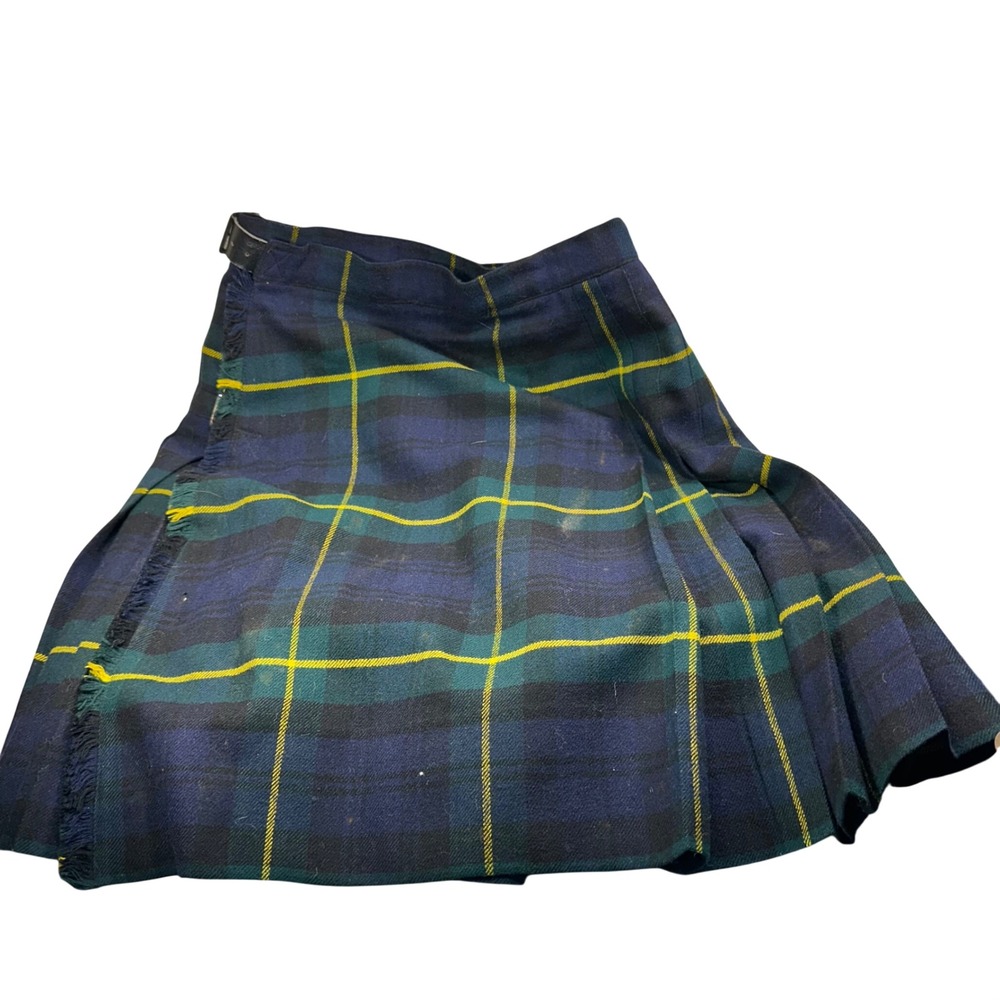 The Scotch House Vintage Wool Kilt Skirt Black Watch Tartan Womens 20 Scotland